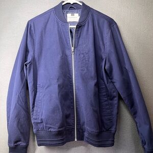 Topman Blue Varsity Bomber Jacket with Ribbed Details‎